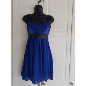 Walter by Walter Baker Blue Empire Waist Dress w/ Black Sequins- XS - NEW